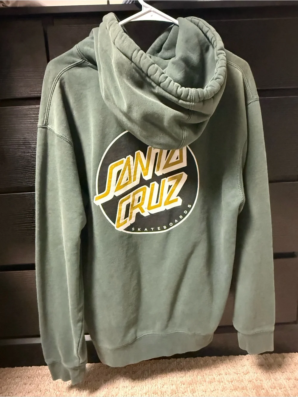 Santa Cruz Skateboards Olive Green Hoodie with Yellow Logo
